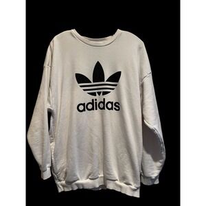 Men's adidas Originals White with Black Trefoil Crew-Large with pockets